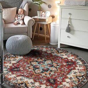 Traditional oriental round area rug - 3' diameter